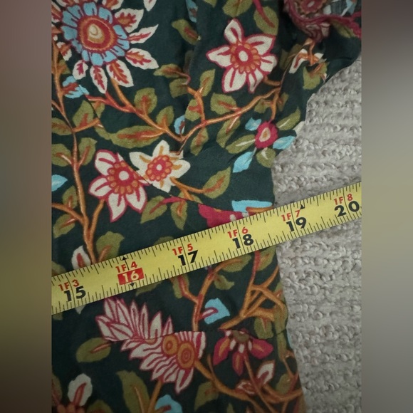 Natural Life Lucia Maxi DressBohemian Floral Flowy Print Green Pink Bird Sz Med - Picture 5 of 7